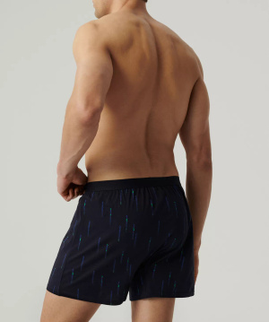 Lockere Herren-Boxershorts 2MBX-074 Dunkelblau/Blau