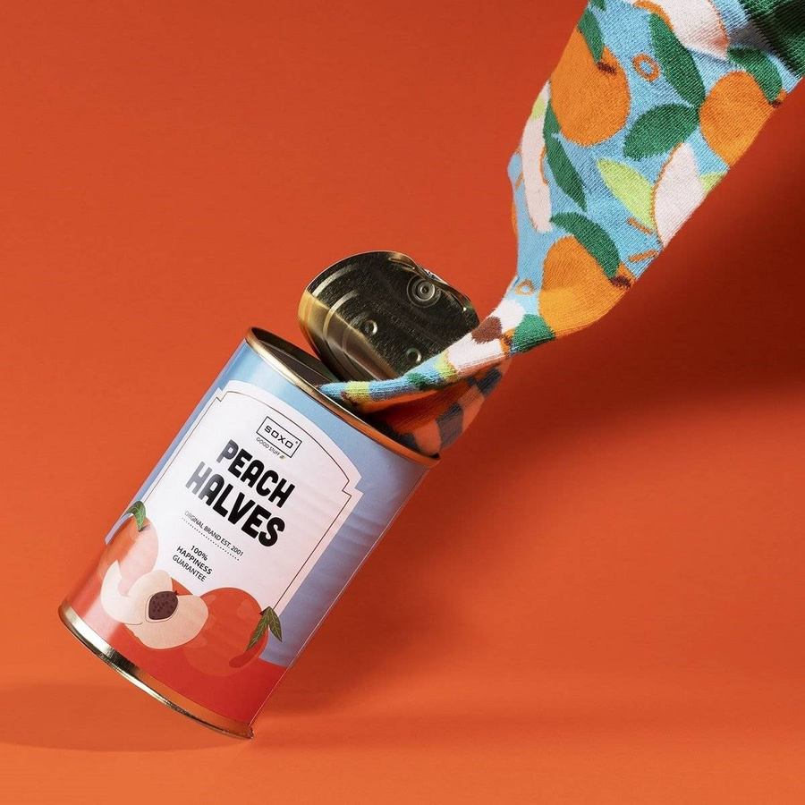 Farbige Damensocken Soxo Baumwolle Pfirsiche in der Dose 