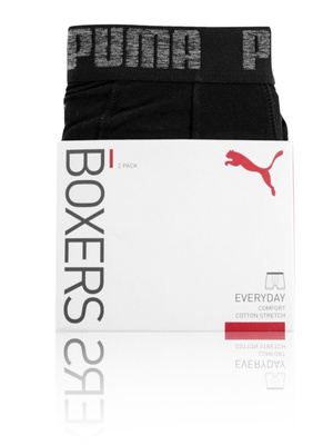 Puma Herren Boxershorts 2er Pack – Komfort Stretch Unterwäsche aus Atmungsaktiver Baumwolle, Schwarz, Elastischer Bund mit Logo, Flache Nähte, Zweilagiger Frontbereich, Basic Kollektion, Männlich