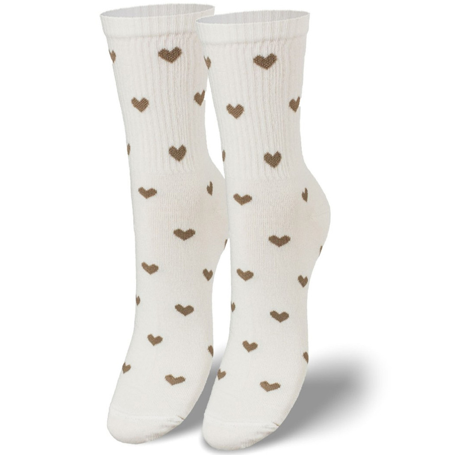Damensocken Wzorzyste 200 Ecru mit Herzen