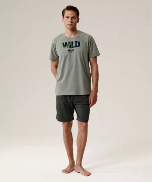 Herrenschlafanzug Serie nmp-396 Grün/Kaki/Grau