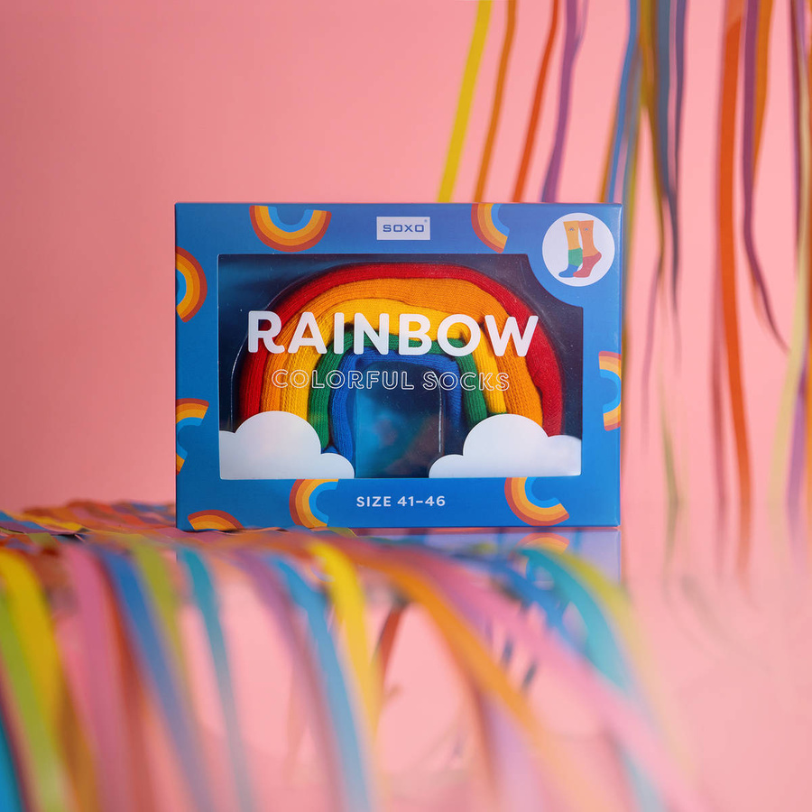 Damen-/Herren-Socken in Geschenkbox Rainbow