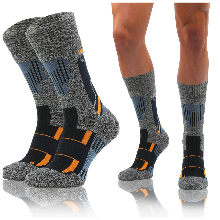 Sesto Senso Trekking Winter Wollsocken – Warme, Atmungsaktive Trekking-Socken mit Verstärkungen, Antibakteriell, Für Herren und Damen, Grau/Mehrfarbig, Ideal für Herbst/Winter Outdoor-Aktivitäten und Sport