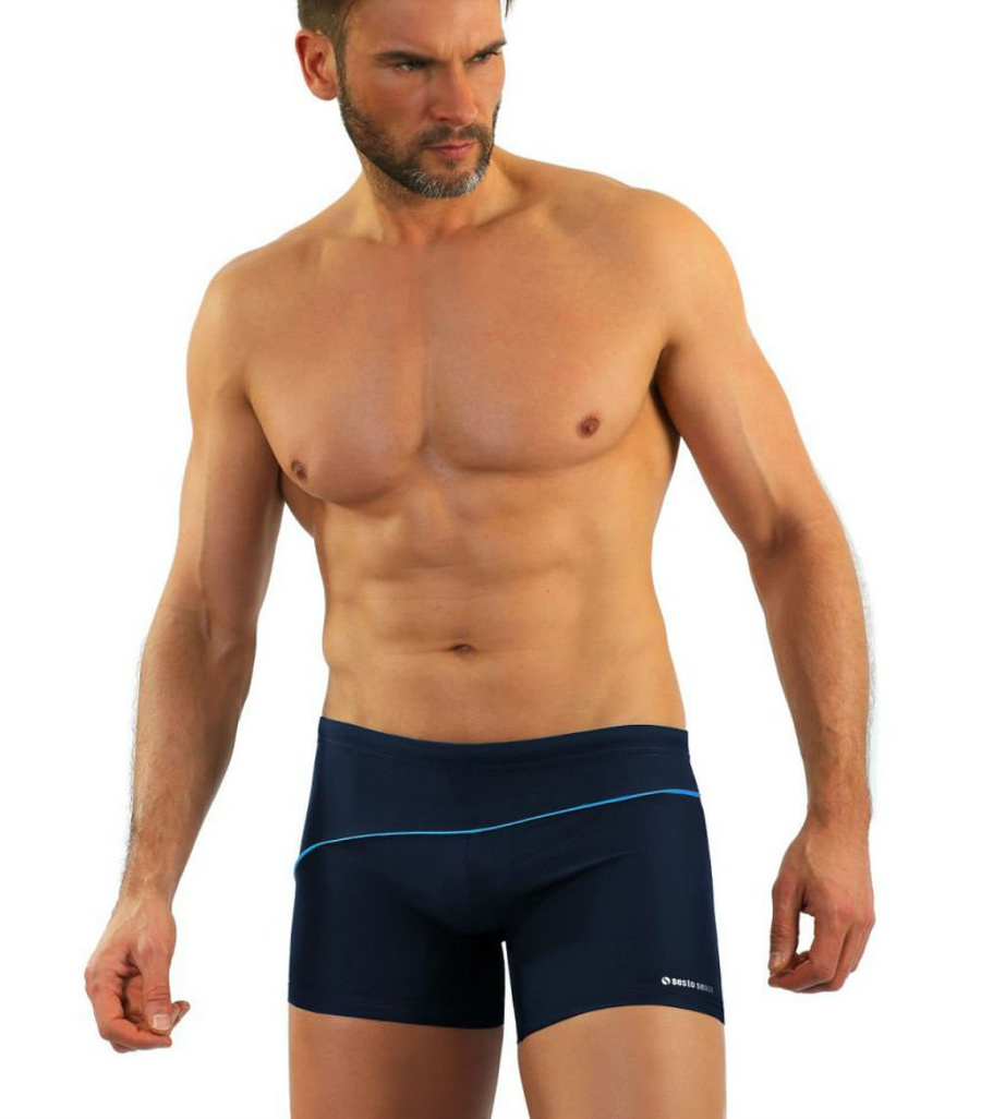 Sesto Senso Herren Badehose Boxershorts – Schnelltrocknend, Poliamid-Elastan, Komfort & Stil, Ideal für Schwimmen & Strand, Dekorativer Kontraststreifen, Blau, Modell BD314, Neu, Größe 10x10x5 cm, Gewicht 83,33 g