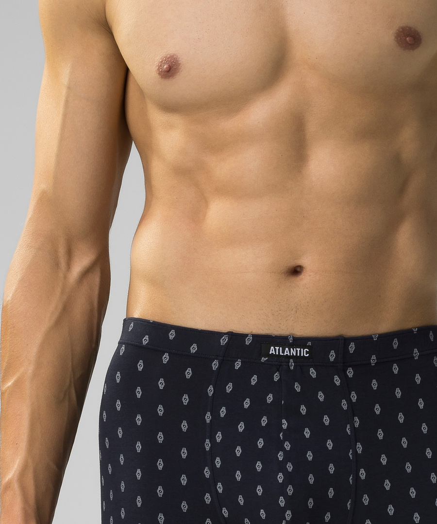 Herren-Boxershorts 3MH-195 Grau/Marine/Blau