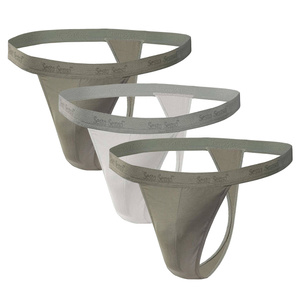 Sesto Senso Herren String Tanga – Bequeme Baumwollunterwäsche, Elastisch, Anatomic Passform, Flache Nähte, 3er Pack, Beige, Ideal für Alltag