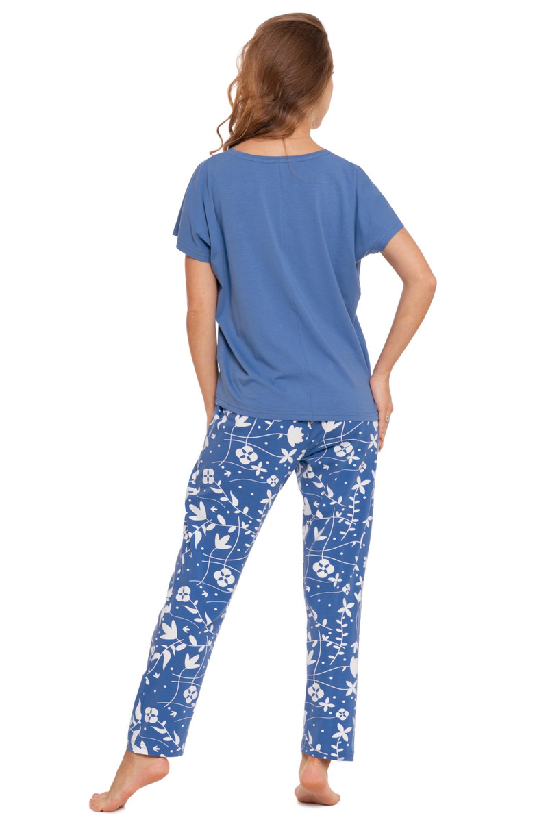 Piżama damska bawełniana z długimi spodniami w kwiaty