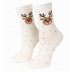 Damen Weihnachtssocken Rentier und Tupfen 1283.033, Farbe Ecru, Größe 37-41