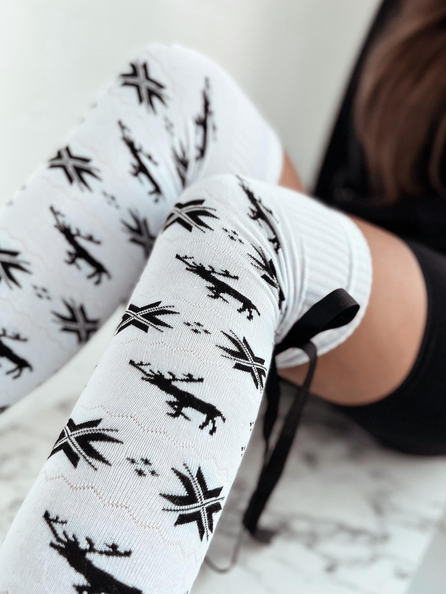 Strümpfe Norwegische mit Schleife Weiß