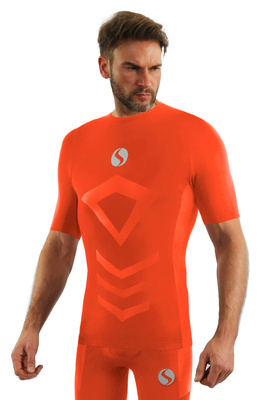 Sesto Senso Herren Thermo Active Kurzarmshirt – Atmungsaktiv, Antiallergisch, Nahtlos, Elastisch, Für Sport und Fitness, Poliamid, Orange, Sportkollektion