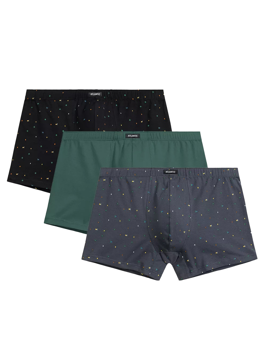 Herren-Boxershorts 3MH-204 Grau/Grün/Schwarz/Bunt