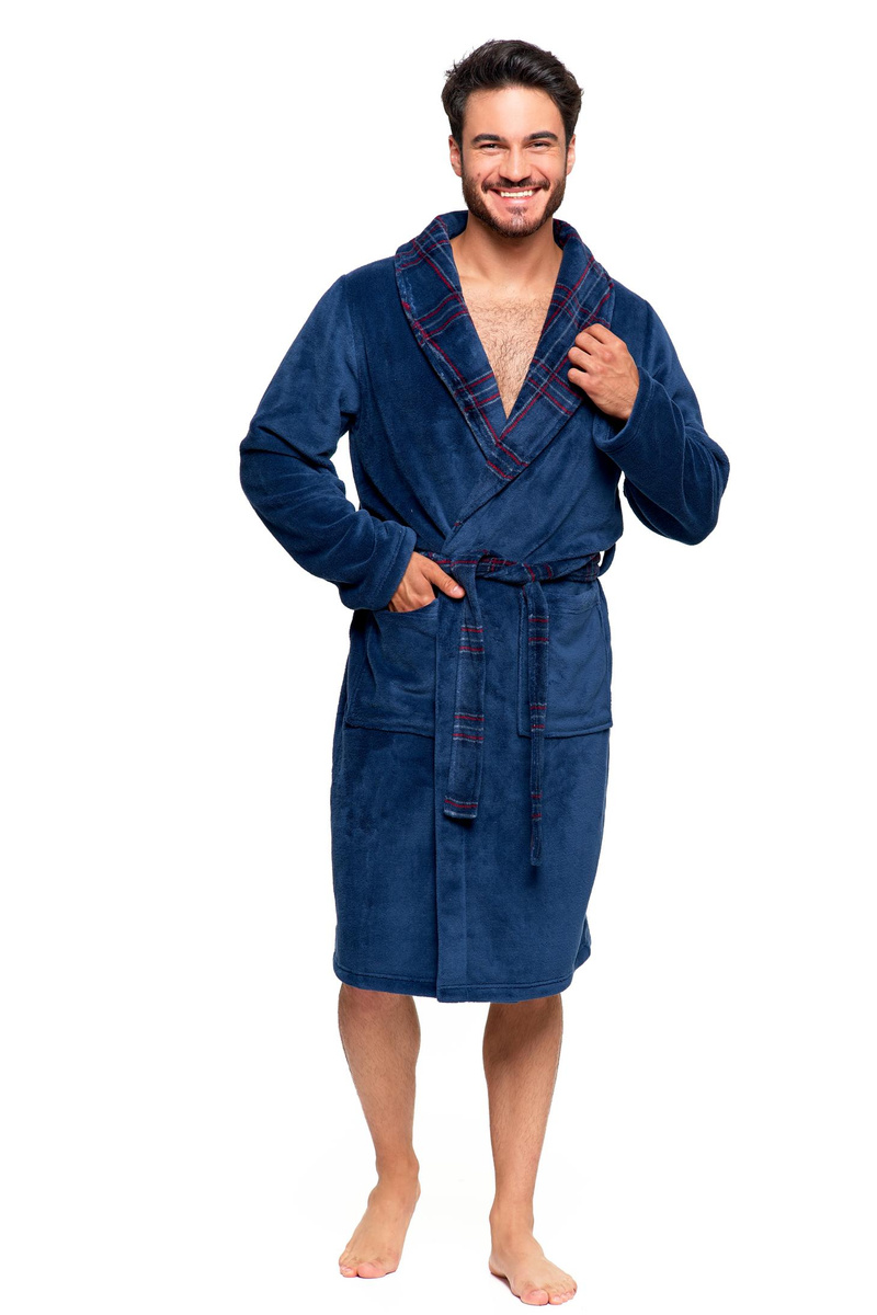Blue Men's Elegance Cotton Bathrobe