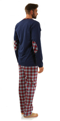 Herren-Pyjama Waldi Blau Rot Beige