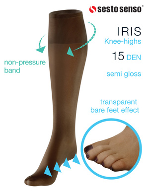 Sesto Senso Damen Podkolanówki Iris – Halbmatte, Transparente Kniestrümpfe mit Barfuß-Effekt, Bequem und Elastisch, Ideal für Elegante Looks, Farbe Vision/Beige, Poliamid-Elastan Mix, Made in Polen