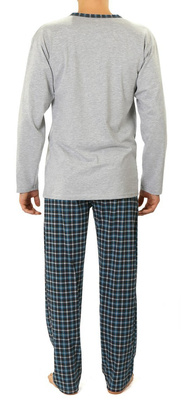 Sesto Senso Herren Baumwoll Pyjama Set – Bequeme Schlafanzug aus 100% Baumwolle, Klassischer Schnitt, Modische Karierte Hose, Langarm, Blau, Ideal für das ganze Jahr, Größe 04