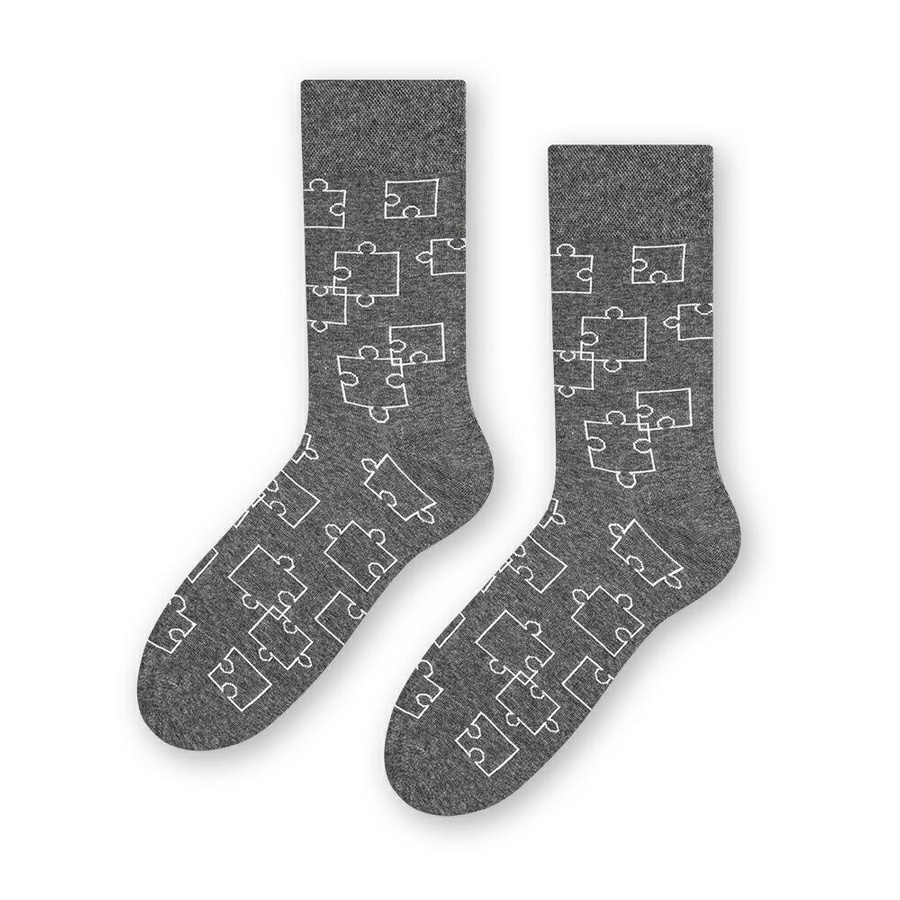 Familiensocken in Puzzle-Kunst. 084 XR004 melange grau