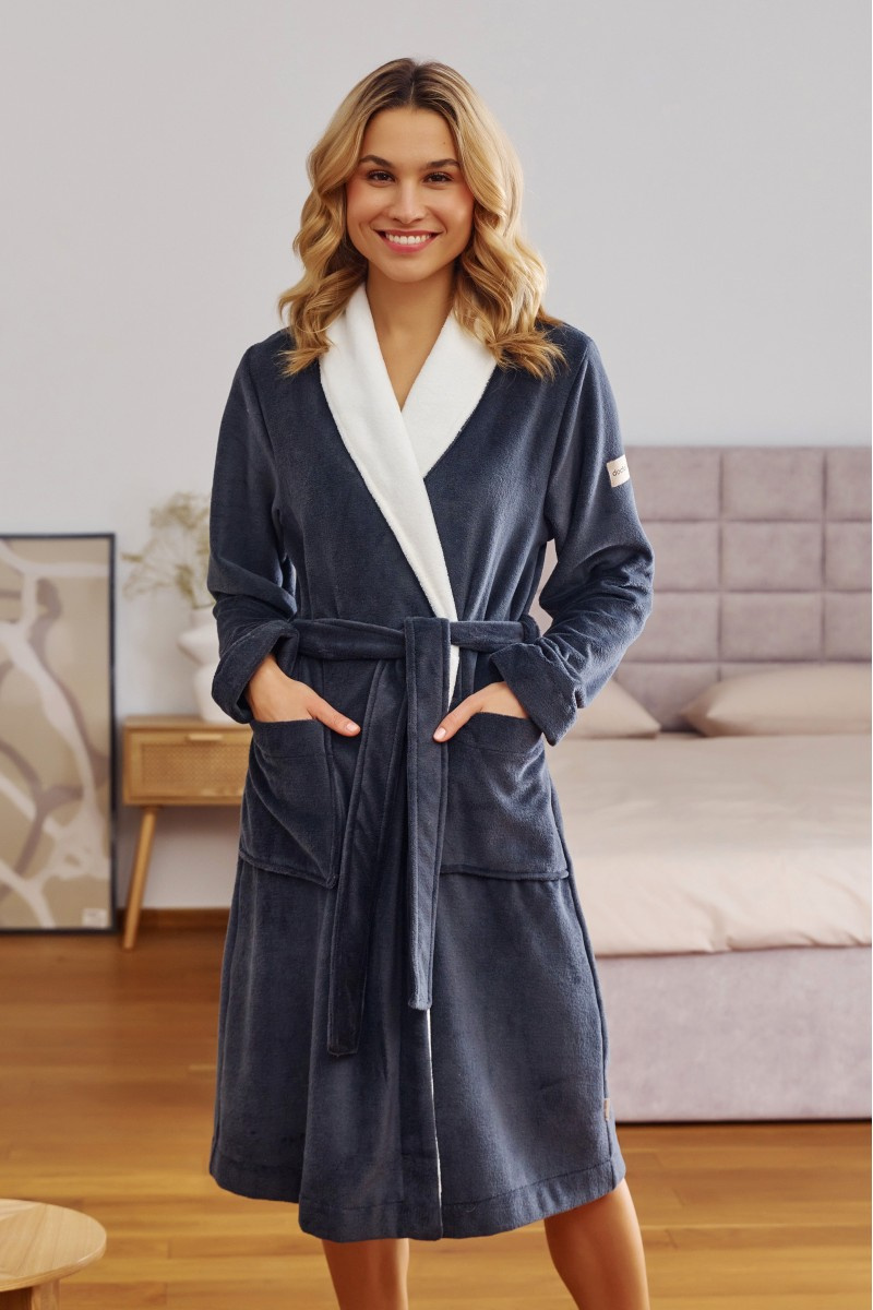 Langer Bademantel Serie 7182 Grau