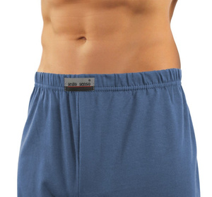 Sesto Senso Herren Baumwoll Pyjama – Kurzarm, Lang Hose, Knopfleiste, Anker Muster, Bequem für Zuhause und Krankenhaus, Geschenkverpackung, Farbe: Jeans Blau, 100% Baumwolle