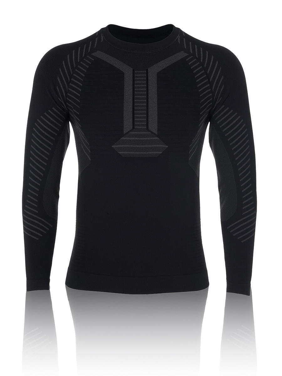 Thermo-Unterhemd Herren Langarm Schwarz/Grau