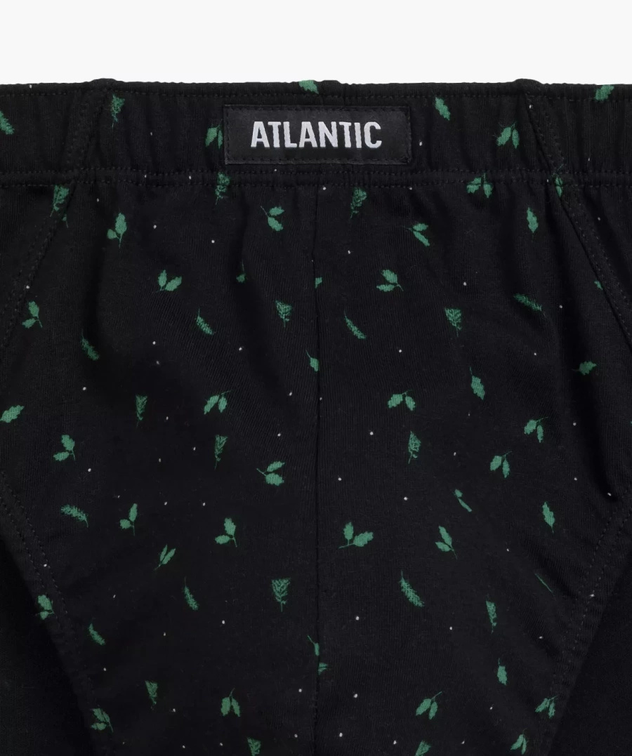 Atlantic Herren Baumwoll Slips Set – Sportlicher Schnitt, Atmungsaktiv, 3er Pack, Mix Muster, Schwarz/Grün, Weiche Innengummierung, Herbst/Winter Kollektion 2025