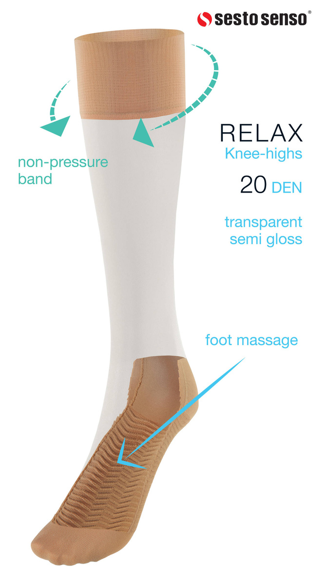 3x Podkolanówki Masujące Spód Stopy RELAX Sesto Senso