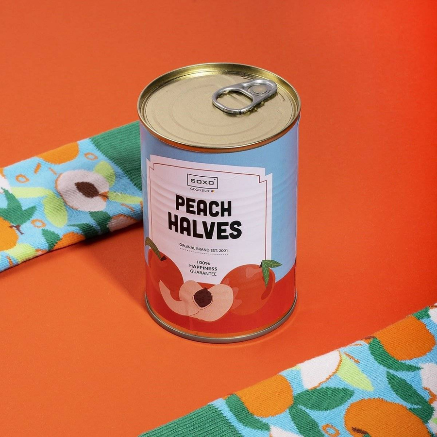 Skarpetki damskie kolorowe SOXO bawełniane brzoskwinie w puszce