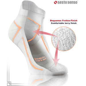 Sesto Senso Herren Sport Socken SKB10 – Atmungsaktiv und Nahtlos, Poliamid, Thermoregulierung, Verstärkte Frottee-Bereiche, Ideal für Sport, Blau/Weiß, 4er Set, Komfort und Unterstützung für Fitness und Laufen