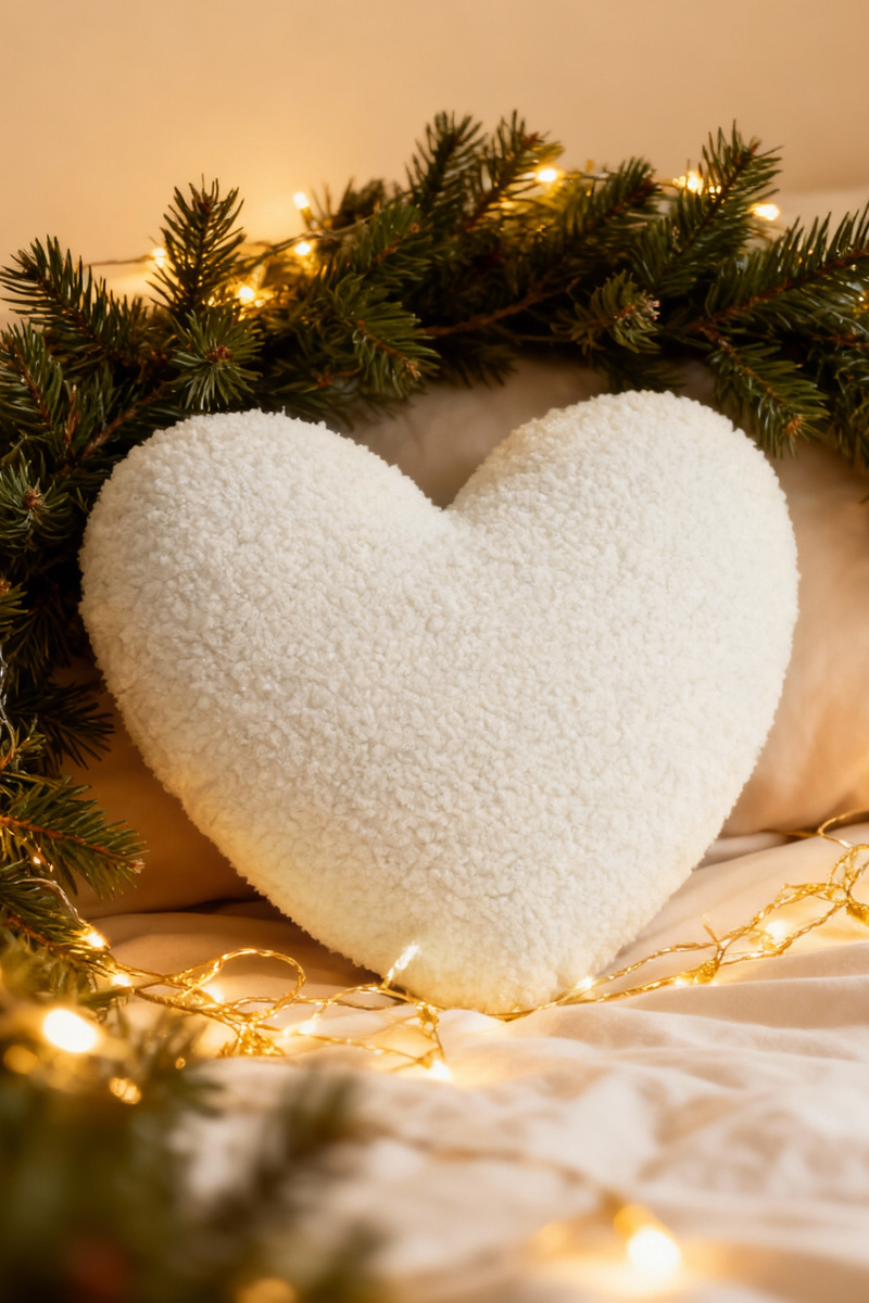 Pernă Inimă Albă
