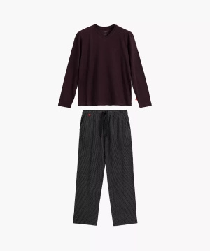 Herren Schlafanzug Serie Nmp-389 Schwarz Rot