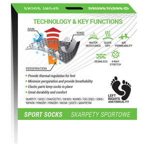 Bawełniane oddychające bezszwowe SKARPETY SPORTOWE SPORT SOCKS Sesto Senso 