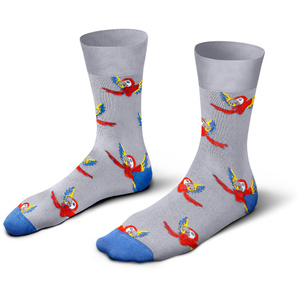 Socken Funny Papagei bunt, grau