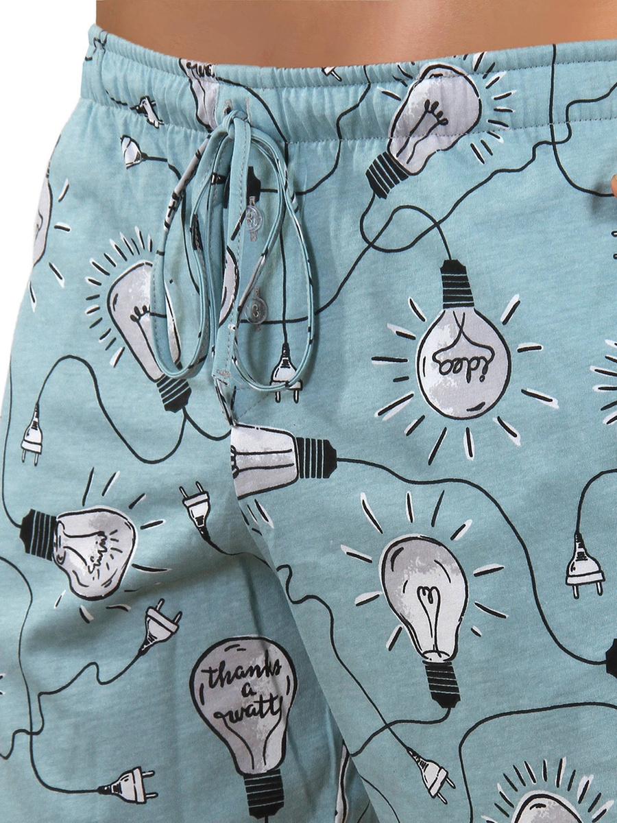 Kurzarm-Schlafanzug Herrenserie Hellblau/Blau