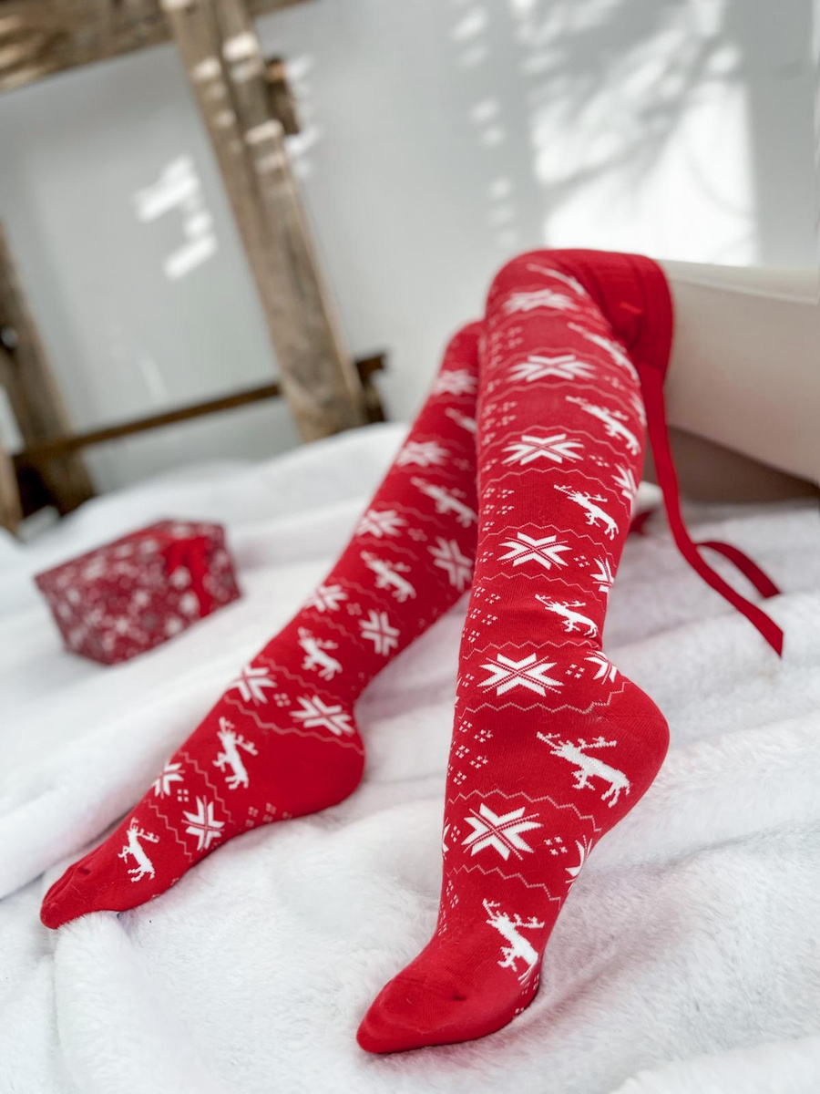 Overknees Weihnachtsserie Rot