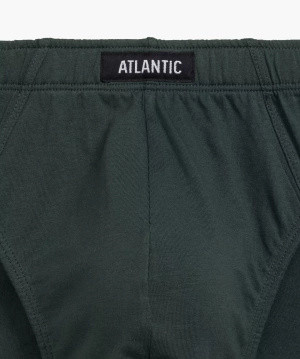 Atlantic Herren Baumwoll Slips Set – Sportlicher Schnitt, Atmungsaktiv, 3er Pack, Mix Muster, Schwarz/Grün, Weiche Innengummierung, Herbst/Winter Kollektion 2025