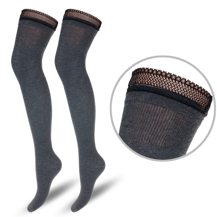 Damensocken aus Baumwolle mit Spitze