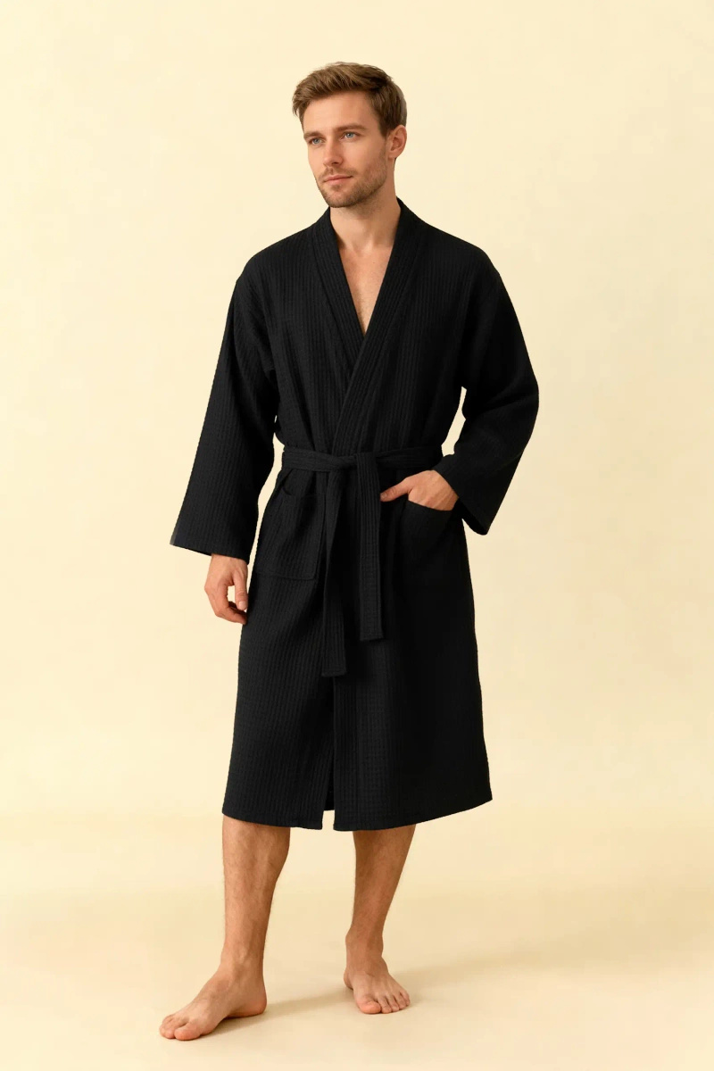 Bathrobe Waffle Black