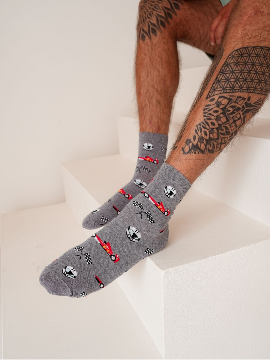 Herren 3/4 Socken Rennwagen