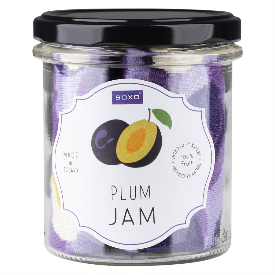 Skarpetki damskie różowe SOXO GOOD STUFF zabawny plum jam w słoiku 