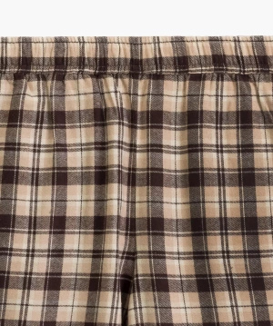 Damen Schlafanzug Serie nlp-505 Kariert Ecru-Braun-Beige