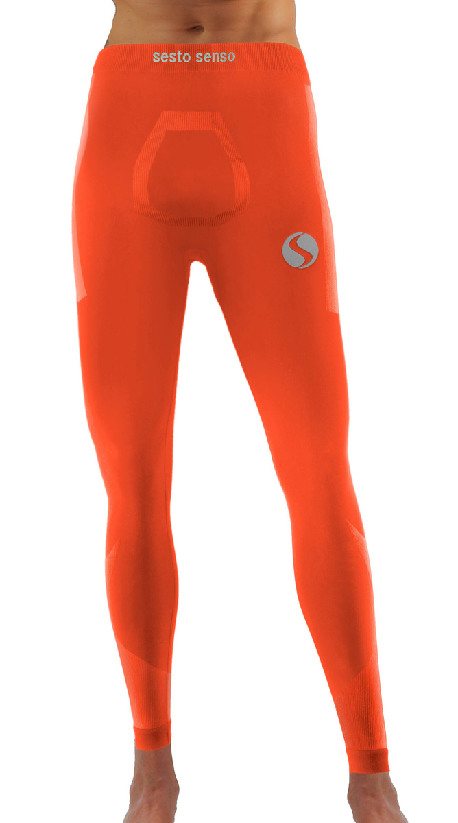 Sesto Senso Herren Thermoaktive Lange Sporthose CL42 – Atmungsaktive, Nahtlose Funktionsunterwäsche, Antiallergisch, Elastisch, Für Outdoor-Aktivitäten, Winter, Farbe: Orange, Poliamid, Neu