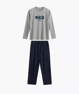 Herren-Pyjama Serie nmp-392 Grün/Grau/Marineblau