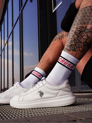 Herrensocken Go! Weiß mit Print