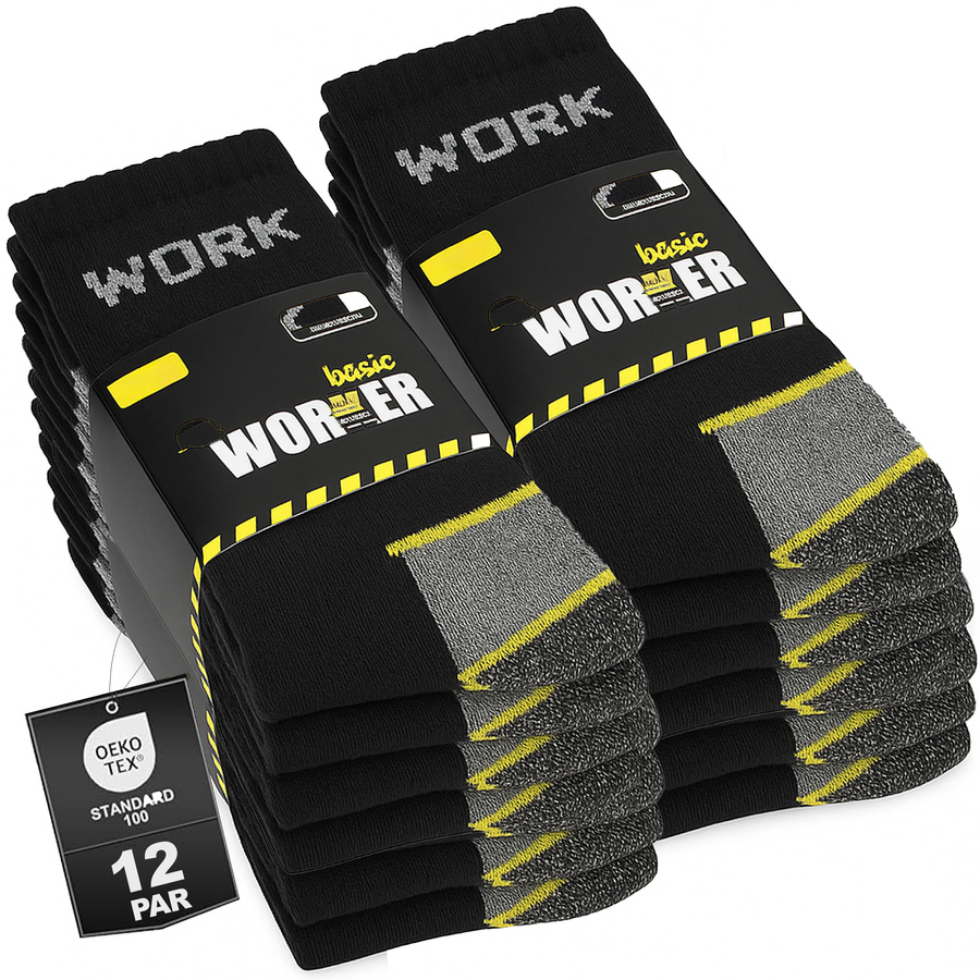 Sestimi Herren Arbeits-Socken Set – Robuste Baumwollsocken, Atmungsaktiv, Verstärkte Ferse und Zehen, 9er Pack, Schwarz, Für Längere Nutzung