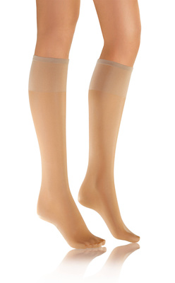 Sesto Senso Damen Podkolanówki Iris – Halbmatte, Transparente Kniestrümpfe mit Barfuß-Effekt, Bequem und Elastisch, Ideal für Elegante Looks, Farbe Vision/Beige, Poliamid-Elastan Mix, Made in Polen