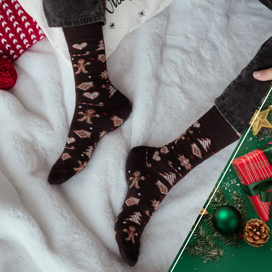 Herrensocken Weihnachtsserie Braun