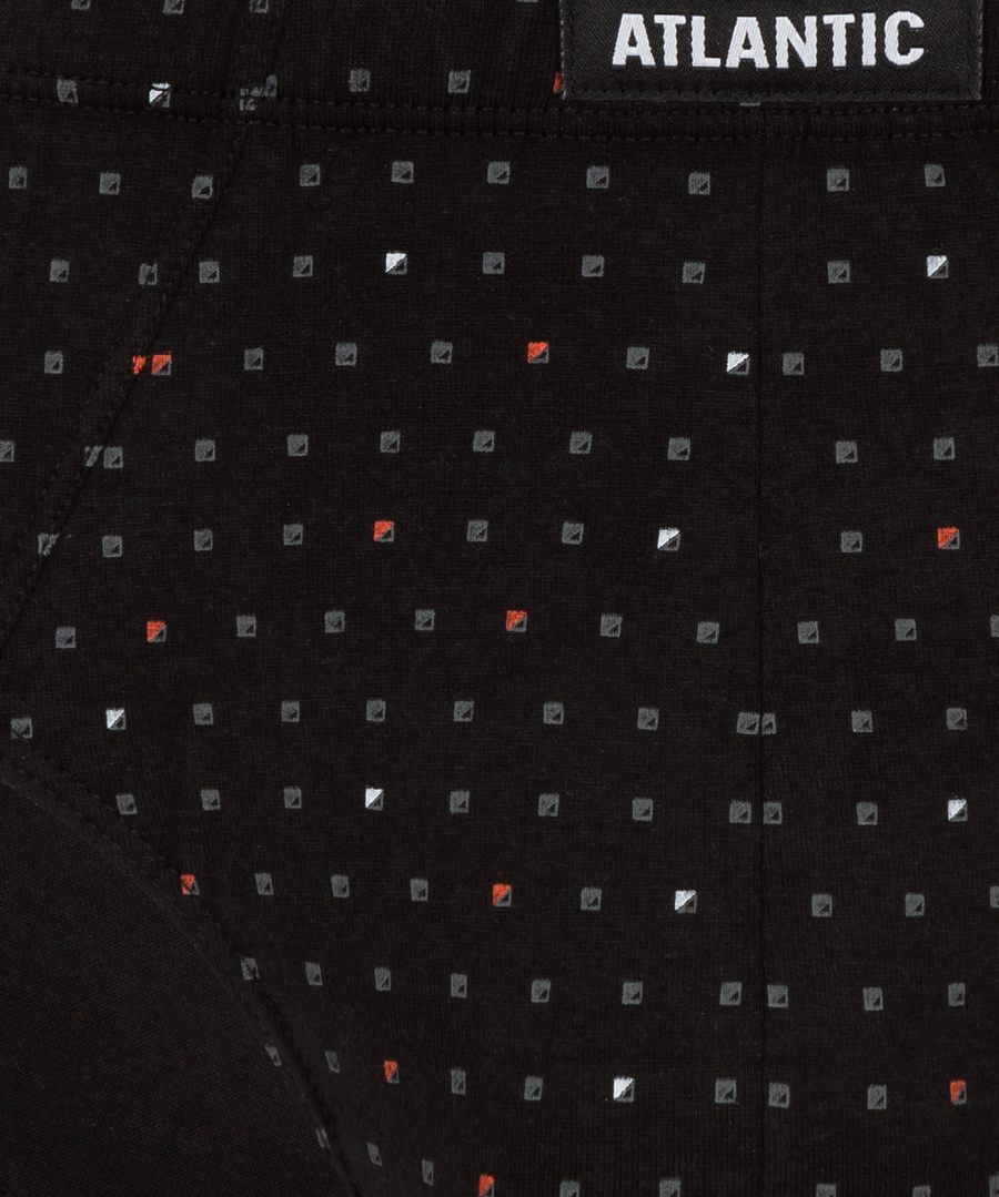 Atlantic Herren Baumwolle Slips – Klassischer Schnitt, Bequemer Print, 3er Pack, Farben: Schwarz, Khaki, Grau, Rot, Blau, 100% Baumwolle, Für Männer, Innengummi im Tunnel, Atmungsaktiv, Kollektion Classic, Ideal für Alltag und Sport.