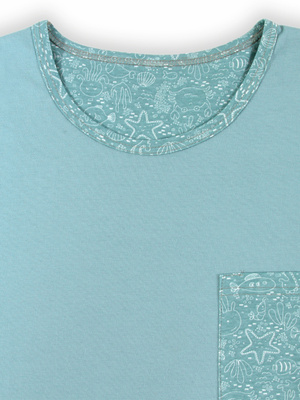 Schlafanzug Herren Kurzarm Kurze Hose Blau