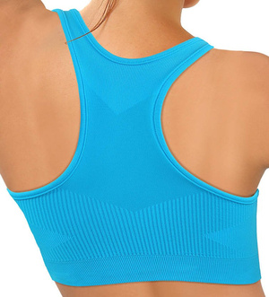 Sesto Senso Damen Seamless Sport-BH – Bequemer, Atmungsaktiver Top aus Poliamid, Elastisch, Thermoregulierend, Für Fitness und Crossfit, Blau, Neu