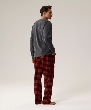 Herren Schlafanzug Serie Nmp-394 Grau Rot