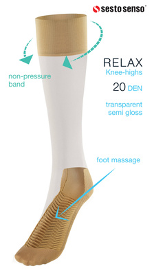 Sesto Senso Damen Podkolanówki – Massierende Sohle, 20 Den, Poliamid-Elastan Mix, Nicht-Drückend, Unterstützt Durchblutung, Elegant Halbtransparent, 3er Pack, Schwarz